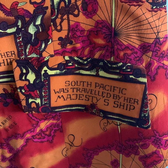 Anne Pinkerton | Travel Map Sleeveless Button Down Vest | burnt orange - Picture 6 of 13